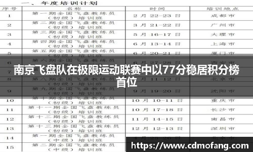 南京飞盘队在极限运动联赛中以77分稳居积分榜首位